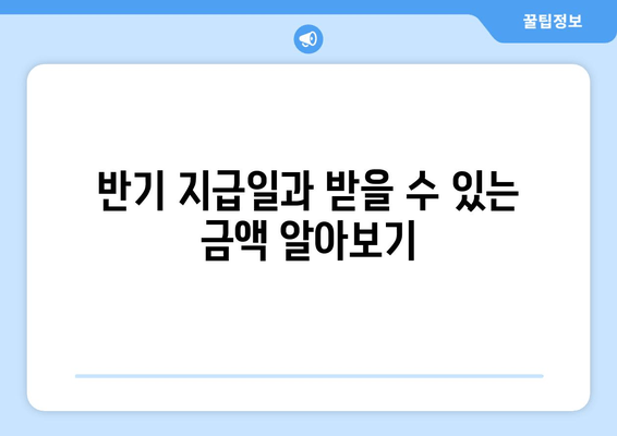 반기 지급일과 받을 수 있는 금액 알아보기