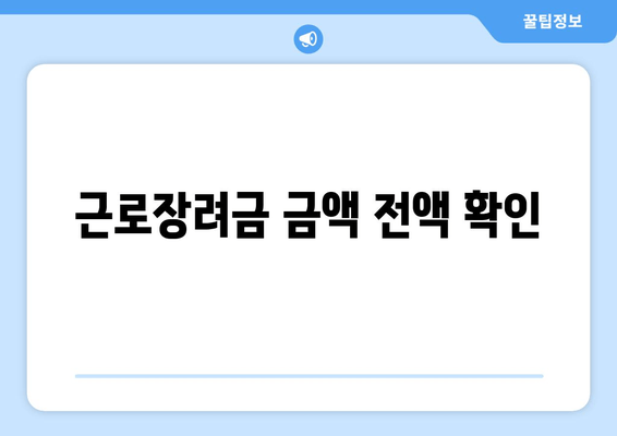 근로장려금 금액 전액 확인