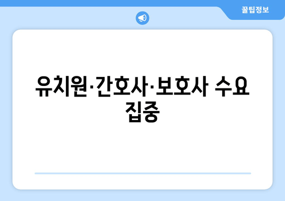 유치원·간호사·보호사 수요 집중