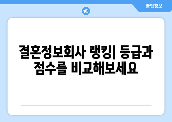 결혼정보회사 랭킹| 등급과 점수를 비교해보세요