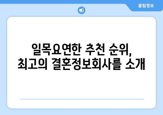 일목요연한 추천 순위, 최고의 결혼정보회사를 소개