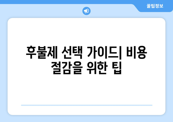 후불제 선택 가이드| 비용 절감을 위한 팁