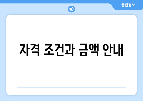 자격 조건과 금액 안내