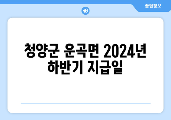 청양군 운곡면 2024년 하반기 지급일