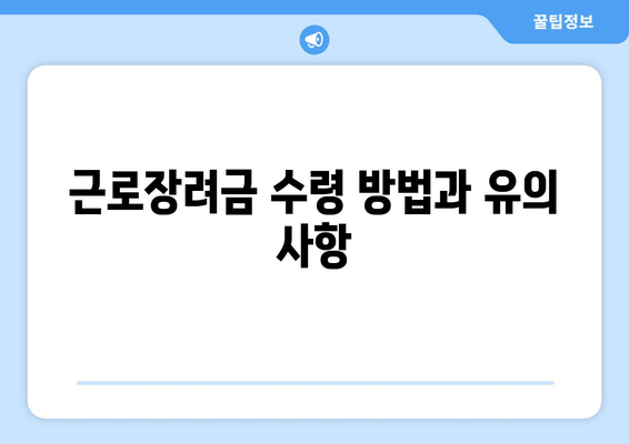 근로장려금 수령 방법과 유의 사항