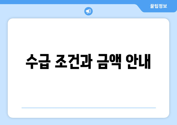 수급 조건과 금액 안내