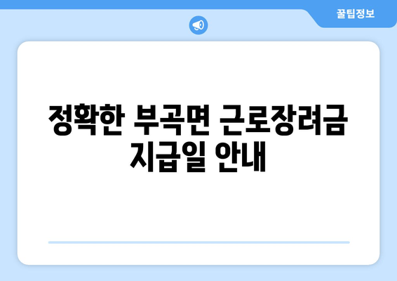 정확한 부곡면 근로장려금 지급일 안내