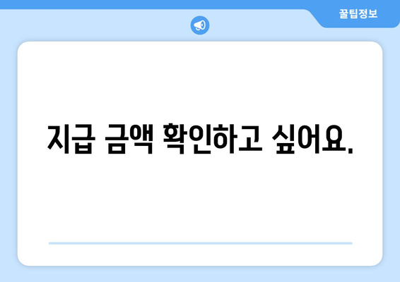 지급 금액 확인하고 싶어요.