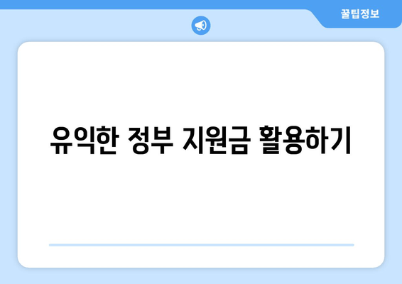 유익한 정부 지원금 활용하기