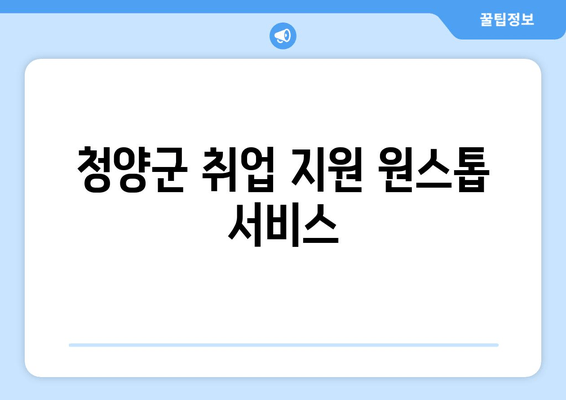 청양군 취업 지원 원스톱 서비스