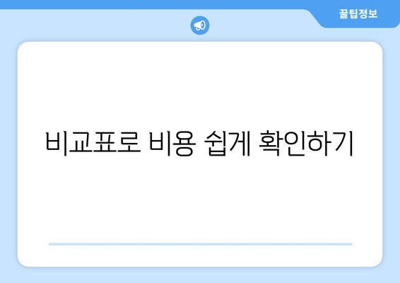 비교표로 비용 쉽게 확인하기