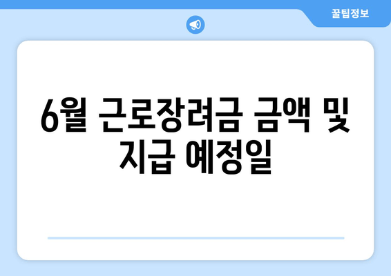 6월 근로장려금 금액 및 지급 예정일