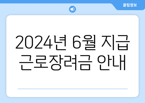 2024년 6월 지급 근로장려금 안내