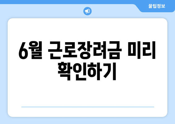 6월 근로장려금 미리 확인하기