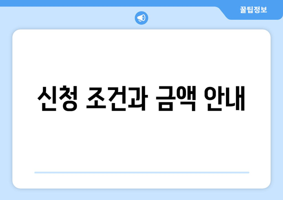 신청 조건과 금액 안내