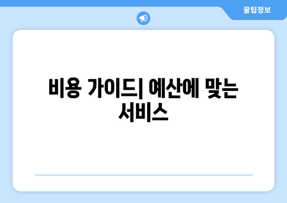 비용 가이드| 예산에 맞는 서비스