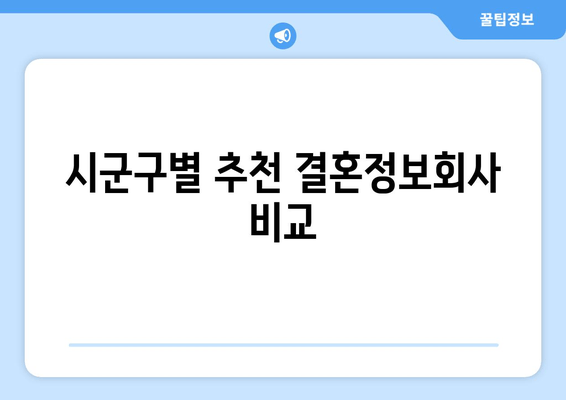 시군구별 추천 결혼정보회사 비교