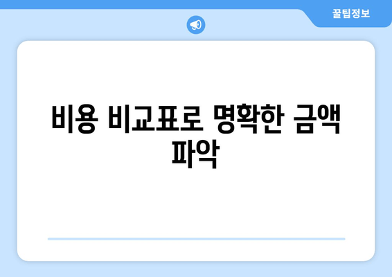 비용 비교표로 명확한 금액 파악