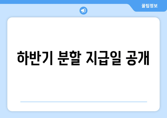 하반기 분할 지급일 공개