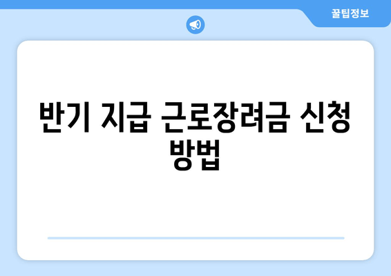 반기 지급 근로장려금 신청 방법