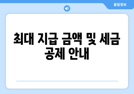 최대 지급 금액 및 세금 공제 안내