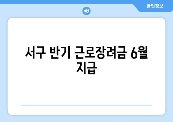 서구 반기 근로장려금 6월 지급