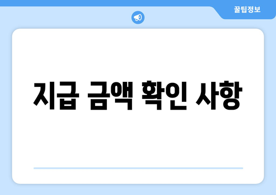 지급 금액 확인 사항