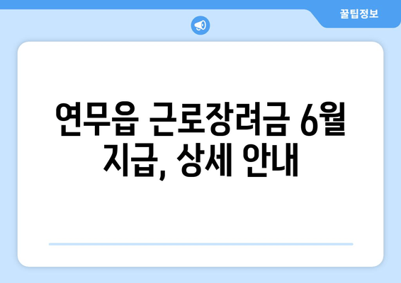 연무읍 근로장려금 6월 지급, 상세 안내