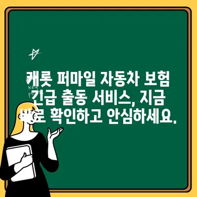 캐롯 퍼마일 자동차 보험 긴급 출동 서비스, 지금 바로 확인하세요! | 긴급 상황, 빠르고 안전하게 해결