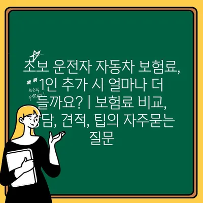 초보 운전자 자동차 보험료, 1인 추가 시 얼마나 더 들까요? | 보험료 비교, 상담, 견적, 팁