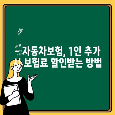 자동차보험 1인 추가, 비용 절약하는 꿀팁 | 보험료 할인, 추가 특약, 가입 팁