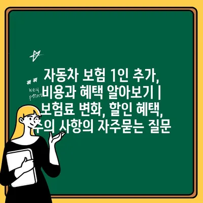 자동차 보험 1인 추가, 비용과 혜택 알아보기 | 보험료 변화, 할인 혜택, 주의 사항