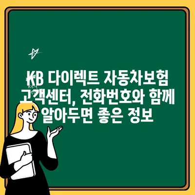 KB 다이렉트 자동차보험 전화번호 바로 확인하기 | 고객센터, 연락처, 문의