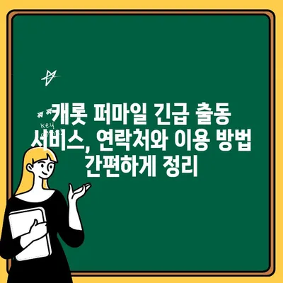 캐롯 퍼마일 자동차 보험 긴급 출동 서비스 완벽 가이드 |  긴급 상황 대처, 보상 범위, 연락처, 이용 방법