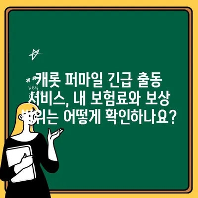 캐롯 퍼마일 자동차 보험 긴급 출동 서비스 완벽 가이드 |  긴급 상황 대처, 보상 범위, 연락처, 이용 방법