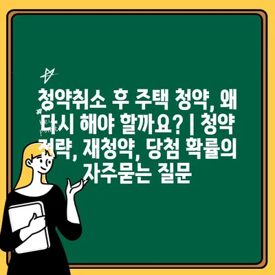 청약취소 후 주택 청약, 왜 다시 해야 할까요? | 청약 전략, 재청약, 당첨 확률