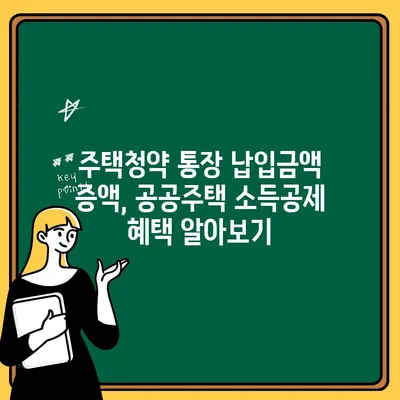 주택청약 통장 납입금액 증액, 공공주택 소득공제 혜택 알아보기 | 주택청약, 소득공제, 절세 팁