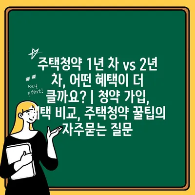 주택청약 1년 차 vs 2년 차, 어떤 혜택이 더 클까요? | 청약 가입, 혜택 비교, 주택청약 꿀팁