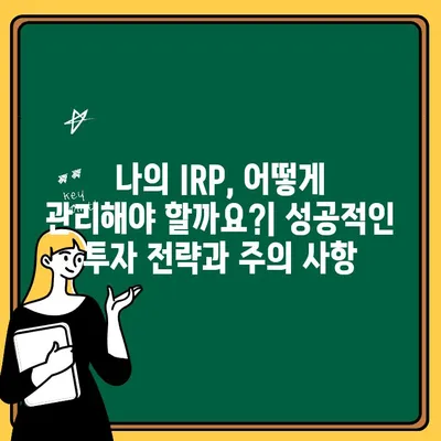 개인형 퇴직연금(IRP) 완벽 가이드| 나에게 맞는 투자 전략 찾기 | IRP, 퇴직연금, 투자, 재테크, 노후 준비
