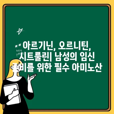 남편 임신 준비를 위한 아르기닌, 오르니틴, 시트룰린| 건강한 임신을 위한 영양 가이드 | 남성 불임, 정자 건강, 아미노산