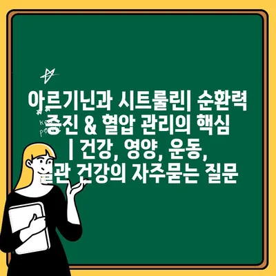 아르기닌과 시트룰린| 순환력 증진 & 혈압 관리의 핵심 | 건강, 영양, 운동, 혈관 건강