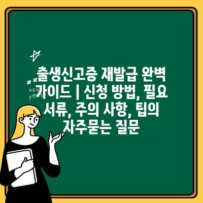 출생신고증 재발급 완벽 가이드 | 신청 방법, 필요 서류, 주의 사항, 팁