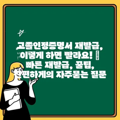 고졸인정증명서 재발급, 이렇게 하면 빨라요! | 빠른 재발급, 꿀팁, 간편하게