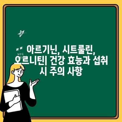 아르기닌, 시트룰린, 오르니틴| 건강 효능과 주의해야 할 부작용 완벽 정리 | 아미노산, 건강 보조제, 운동