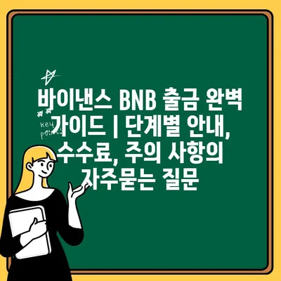 바이낸스 BNB 출금 완벽 가이드 | 단계별 안내, 수수료, 주의 사항