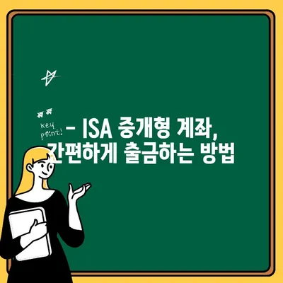 ISA 중개형 계좌 출금, 간편하게 해보세요! | ISA, 중개형 계좌, 출금 방법, 안내