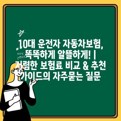 10대 운전자 자동차보험, 똑똑하게 알뜰하게! | 저렴한 보험료 비교 & 추천 가이드