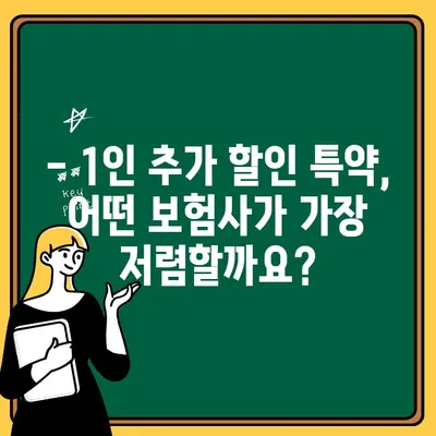 자동차 보험 1인 추가 할인 특약, 어떤 보험사가 유리할까요? | 비교 분석, 할인율, 가입 조건