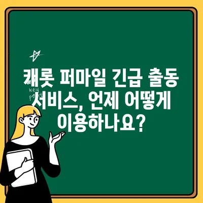 캐롯 퍼마일 자동차 보험 긴급 출동 서비스 상세 가이드 | 긴급 상황 대처, 연락처, 이용 방법, 주의 사항