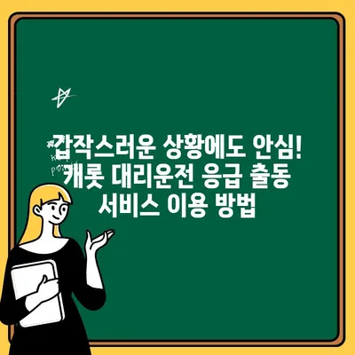 캐롯 자동차 보험 대리운전자 응급 출동 서비스| 안전하고 편리한 이용 안내 | 캐롯, 대리운전, 응급 출동, 보험